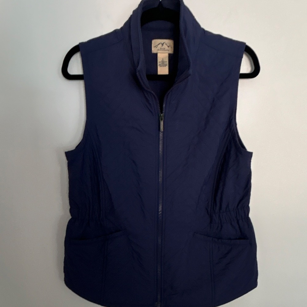 Blue Mountain Quilted Navy‎ Zip Vest with Pockets Women's Size S